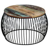 VIDAXL okrogla klubska mizica iz masivnega predelanega lesa (68x43cm)