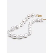 LanLivia Verižica Baroque Pearl Beads Statement Necklace-Gold Closure zlata/biserno bela