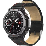 GS Usnjen pašček za Amazfit T-Rex 3 - eleganca in vzdržljivost - črn