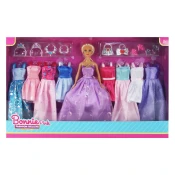 Bonnie Pink Punčka princeska z oblačili in dodatki, 29 cm
