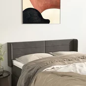 Vidaxl Vzglavje z ušesi temno sivo 147x16x78/88 cm žamet