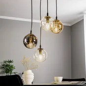 EMIBIG LIGHTING Visoka svetilka Glassy, 4-delna, črna, grafit/jantar/prozorna, E14 - Dnevna soba/jedilnica - Sodobni - črna, grafitna, jantar, prosojna - Steklo