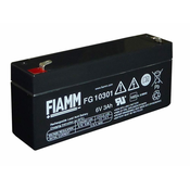 Fiamm svinčen akumulator FG10301 • 6V 3Ah • AGM|VRLA • DXŠXV: 134x33x60 | Faston 4.8
