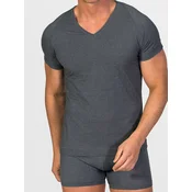 zd ZERO DEFECTS Spodnja majica V-Neck T-Shirt Egiptian Cotton temno siva