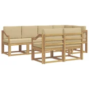 Set vanjskih sofa s jastukom 7 pcs Bijela i bež Poliester