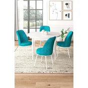Hanah Home Set Trpezarijski sto i 4 stolice, Tirkizno-beli