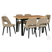 Komplet za jedilnico Ikon 4 crna/artisan + 6 stolov Monti 3 bukev 35A aragon 20
