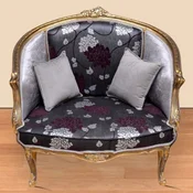 Casa Padrino baroque armchair with elegant pattern black/purple/silver/gold - Baroque style living room armchair - Baroque style living room furniture - Baroque furniture - Baroque furnishings
