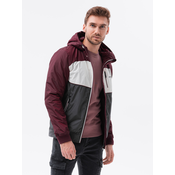 Ombre Clothing Moška prehodna přešita jakna Amadeus temno rdeča C447