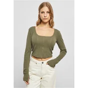 Womens olive with short ribs and long sleeves