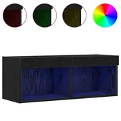 Vidaxl Komplet TV omaric z LED Črna Orehovina 80 x 30 x 30 cm