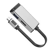 OEM A-Logic, HUB 2 v 1 USB-C na HDMI 4K 60Hz in USB-A 3.2 MagForce serija, Črna/Srebrna, (5000185087)