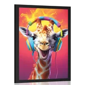 Plakat žirafa s slušalkami - 20x30 silver