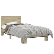 vidaXL Okvir za krevet boja hrasta 90x190 cm konstruirano drvo i metal