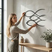 WallXpert metalni zidni ukras 5059, tri stilizovane ribe, 90 x 56 cm, crni