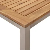 Vidaxl Jedilna miza 180x90x75 cm Masivni tik in nerjaveče jeklo