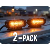 TruckLED LED opozorilna lučka 9W, 3xLED oranžna, 4mode, 12V/24V/2-PACK! [LW0023-1]