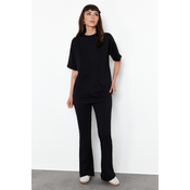 Trendyol Black 100% Cotton Oversize Pattern Spanish Leg Knitted Bottom-Top Set