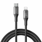 Joyroom kabel USB TipC/Lightning 1m 30W črn pleten S-A28