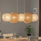 TK Lighting Viseča svetilka Pulse, senčila iz jute, naravna rjava/bela, 5 luči - Dnevna soba/jedilnica - svetlo rjava naravna, bela, svetel les - Tkanine/tekstil