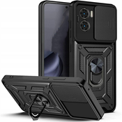 Oklepni ovitek MaX-Armor z obročem, kovinsko ploščico in zaščito zadnjih kamer za Xiaomi Poco X7 Pro - army black