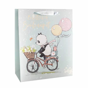 Medvjedić panda na biciklu, poklon vrećica s uzorkom - 26 x 32 cm