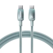 Pleteni kabel za punjene i prijenos podataka 100W USB-C v USB-C kabel Baseus Discolor - 1m - plavi/zeleni
