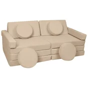 slomart Modularna otroška sofa, penasti bloki s volanom (barva: cappuccino)