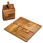 Smania Set lesenih servirnih pladnjev v obliki sestavljanke PuzzleTray, deske za rezanje, pladenj za serviranje