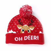 VivoVita Christmas beanie – Božična kapa z LED lučkami, rdeča - Oh Deer
