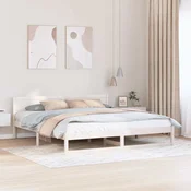 Krevetna konstrukcija Bijelo 200 x 200 cm Čvrsto borovo drvo Bijela 205.5 x 205.5 x 70 cm