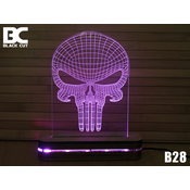 Black Cut 3D Lampa Skull Roze