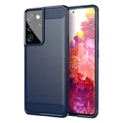 HURTEL Ohišje Carbon fleksibilna torbica za Samsung Galaxy S21 Ultra 5G modra