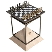 Casa Padrino luxury chess side table dark brown/white/beige/bronze 50 x 50 x H. 70 cm - Living room side table - Hotel table - Living room furniture - Hotel furniture - Luxury quality