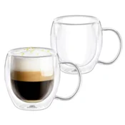 shumee Wilmax dvostenski termo kozarci z ročajem | komplet 4 kosov | 250 ml | kozarci za pitje | termo skodelice | kozarci za čaj | komplet kozarcev za latte macchiato