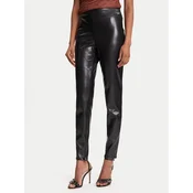 Guess Hlače iz umetnega usnja New Prescilla Petite W4BB18 WGIK0 Črna Slim Fit