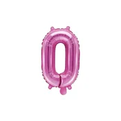 PartyDeco Folija balon številka 0 temno roza 35 cm