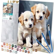 Massido Paint by Numbers Kit - 40x50 cm Massido Puppies for All Ages, (21738658)