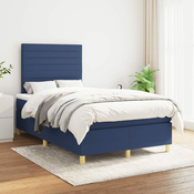 Greatstore Box spring postelja z vzmetnico moder 120x200 cm blago
