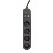 Gembird TSL-PS-S4U-01 pametni produzni kabl sa USB punjenjem, 4 uticnice, crni