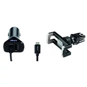Auto punjac PNY, 3.4A micro USB, crni, Stalak za smartphone za ventilaciju, do 5.5”