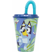 Stor Plastični lonček s pokrovom in slamico Bluey, 430ml, 50630
