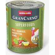 Mokra pasja hrana GranCarno Adult - Superfoods, 800g - Puran in blitva