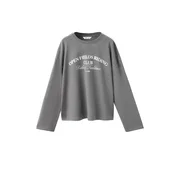 MANGO KIDS Majica FIELDS temno siva/bela