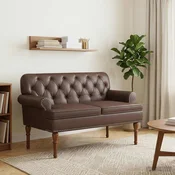 Dvojnica s gumbi Rjava 120 x 65 x 77 cm Umetno usnje