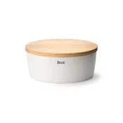 Continenta C3936 - Kutija za kruh s poklopcem 36x23 cm bijela/kaucukovo drvo