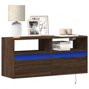 Vidaxl Stenska TV omarica z LED lučkami rjavi hrast 100x31x45 cm