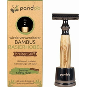 pandoo Varnostna britvica z ročajem iz bambusa - Širok ročaj