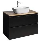 ALTAIR Vanity Unit z desko 87,5 cm, črna mat/hrast emporio - Črna - 87,5x61,8x45,7 cm - Aqualine - ALTAIR II - 24 - MDF/laminat - 875 - 618 - 457 - 14