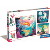 Clementoni: SuperColor fantasticne kreature - 3 x 48 komada